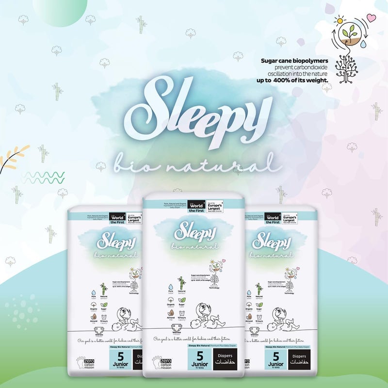 Sleepy Bio Natural Premium Size 5 Diapers | 100 Count | Hypoallergenic & Eco-Friendly - Image 3